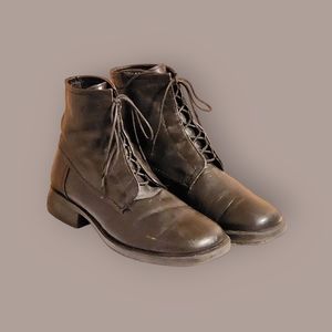Women Vintage Leather Black Ankle Boots By Bass Size 8M